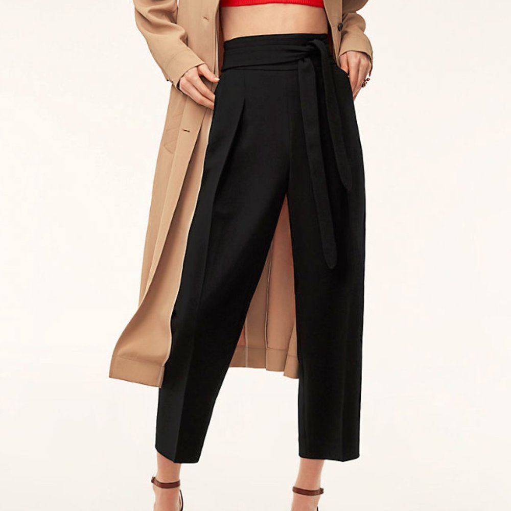 COPY - Aritzia Wilfred Feuille Black Tie-Waist Pants